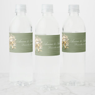 White Winterberry Wedding Invitation Water Bottle  Label