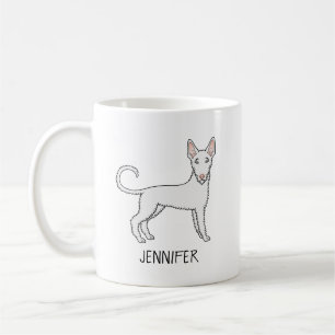 White Wire Haired Ibizan Hound Cartoon Dog & Name Coffee Mug