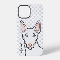 White Wire Haired Ibizan Hound Dog Head & Name