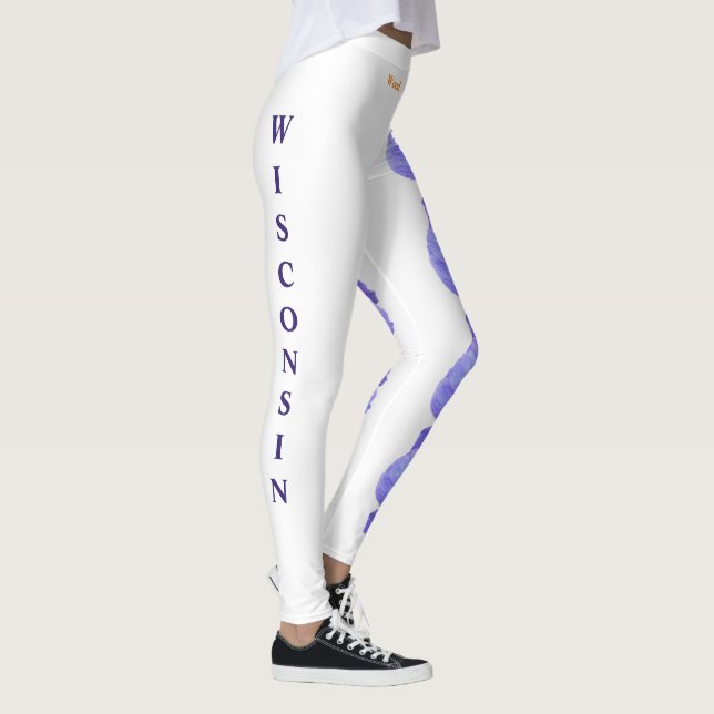 White Wisconsin State Flower Bois Violet Leggings (Droite)