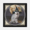 White Witches Cat Square Magnets