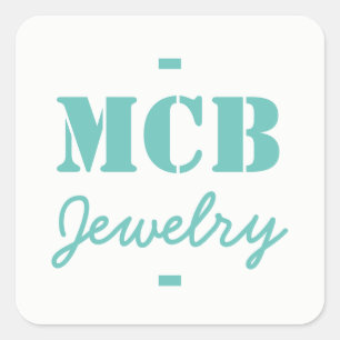 White with Aqua Blue for Jewellery Box Square Sticker