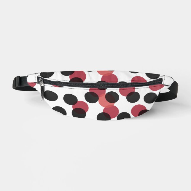 white with black and red dots fanny pack (Front)