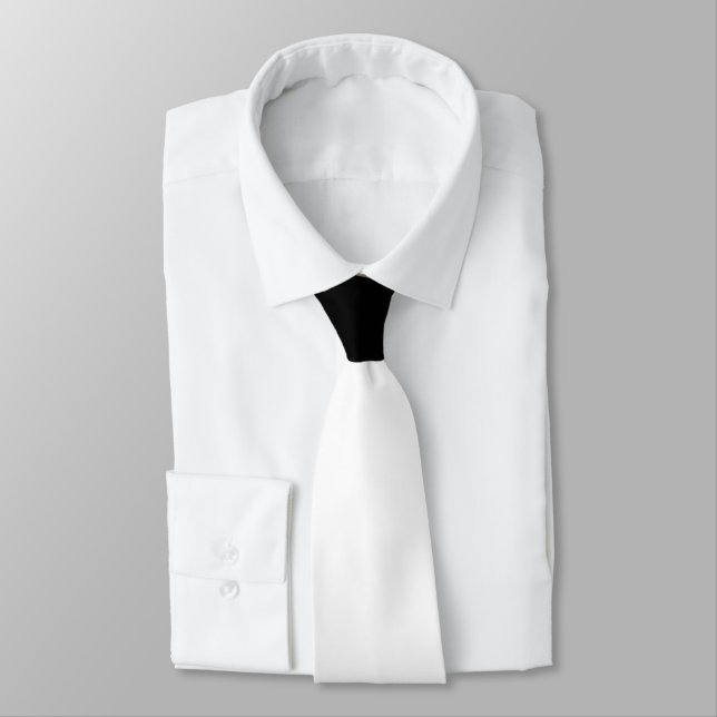 White with Black Knot Contrast Tie (Tied)