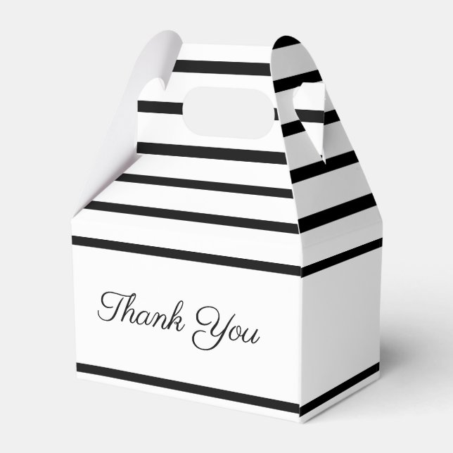 White with Black Stripe Accented Favor Box (Back Side)