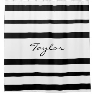White with Black Stripe Custom Name Simply Elegant