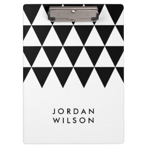 White with Black Triangle Modern Minimalist Clipboard