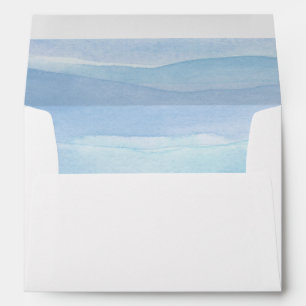 White with Blue and Purple Watercolor Envelope