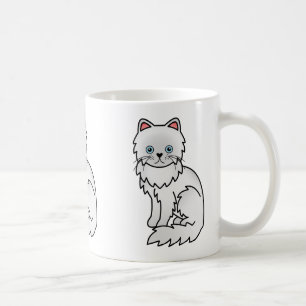 White With Blue Eyes Persian Cat Illustration Coffee Mug
