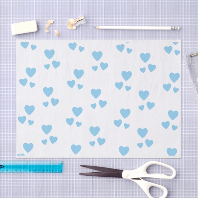 White with blue hearts tissue paper (Craft)
