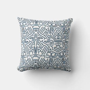white with blue rounded lines throw pillow