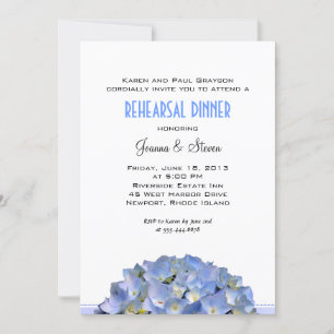 White With Blue Wedding Rehearsal Dinner Invitation