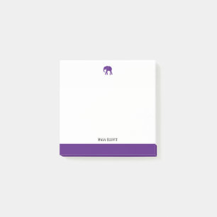White with Bright Purple Elephant & Border + Name Post-it Notes