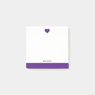 White with Bright Purple Heart & Border + Name Post-it Notes