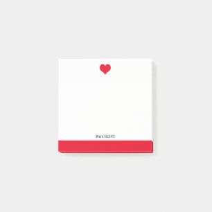 White with Bright Red Heart & Border + Name Post-it Notes