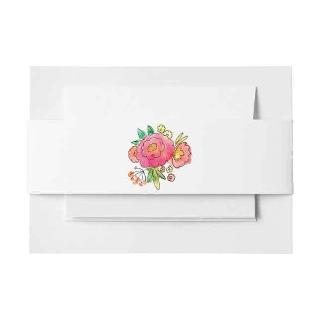 White with Colourful Watercolors Belly Band Invitation Belly Band (Front Example)
