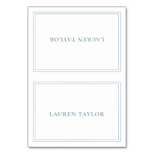 White with Dusty Blue Modern Table Card