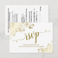 White with Gold Lace Elegant Calligraphy Wedding