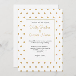 White with gold polka dots invitation