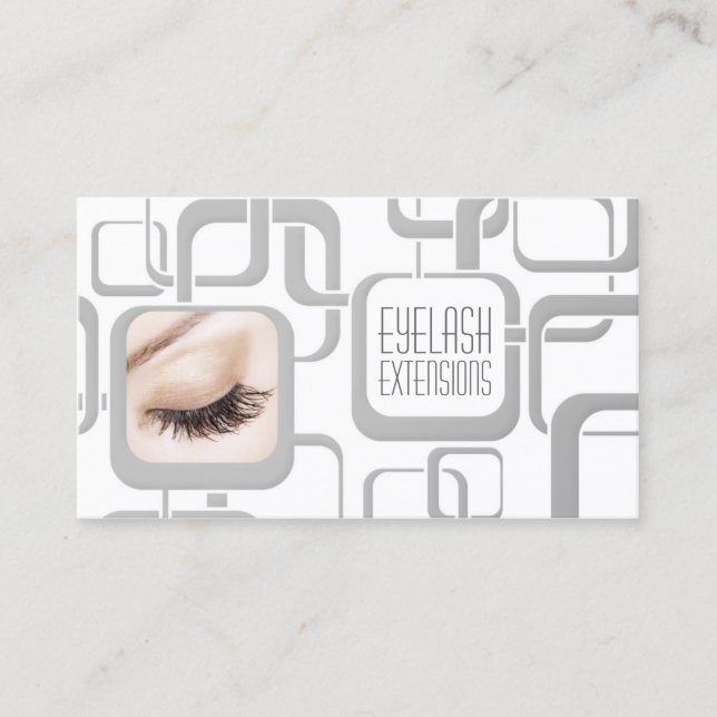 White With Grey Cubes Eyelash Extensions Card (Front)