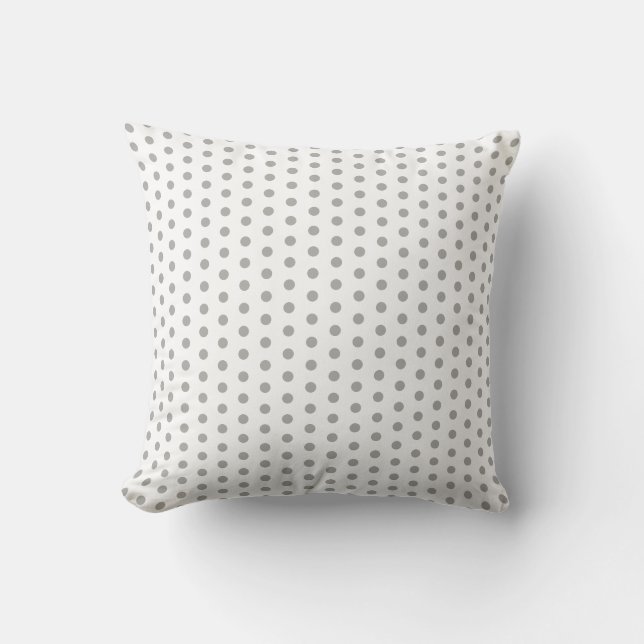 White with Grey Polka Dot Pattern Throw Pillow (Front)