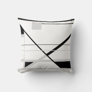 White with Light Grey Black Crisscross MCM Look Throw Pillow