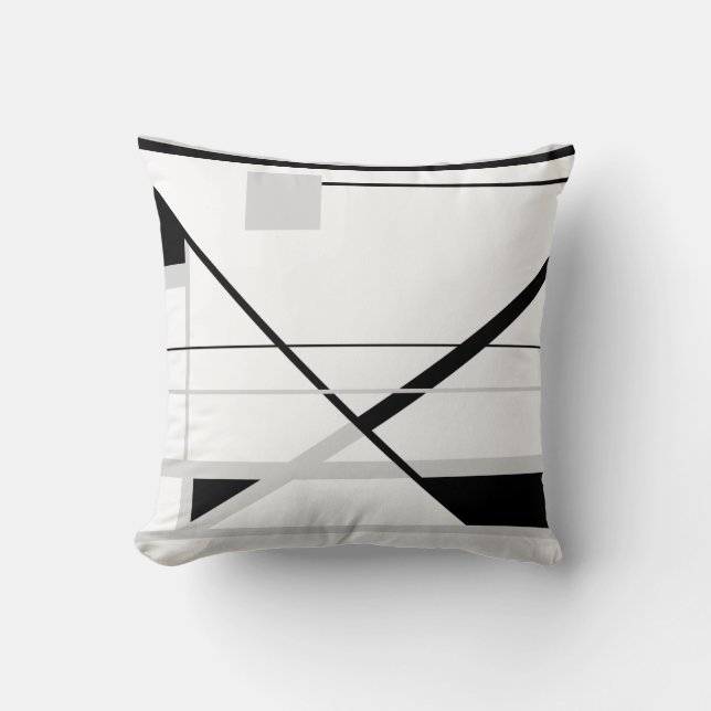 White with Light Grey Black Crisscross MCM Look Throw Pillow (Front)