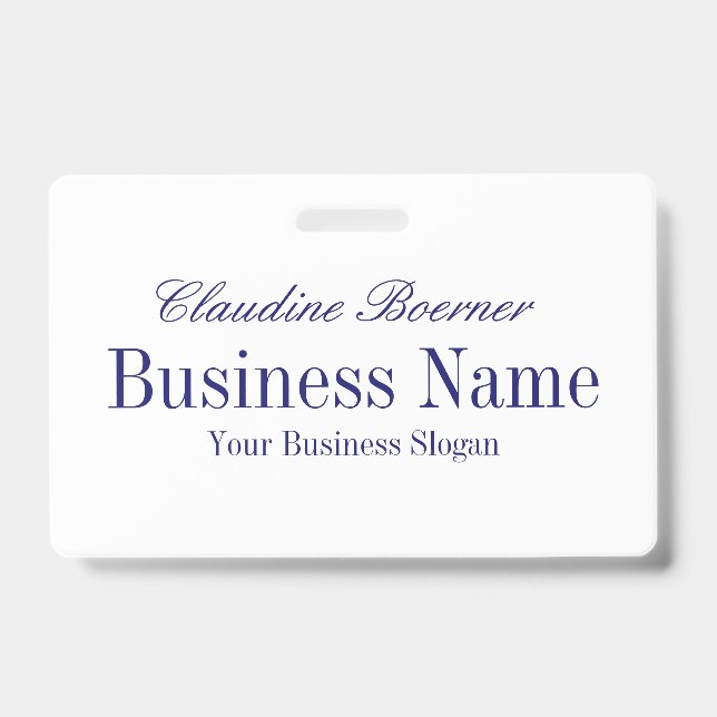 White with Midnight Blue Text - Both Sides Badge (Front)