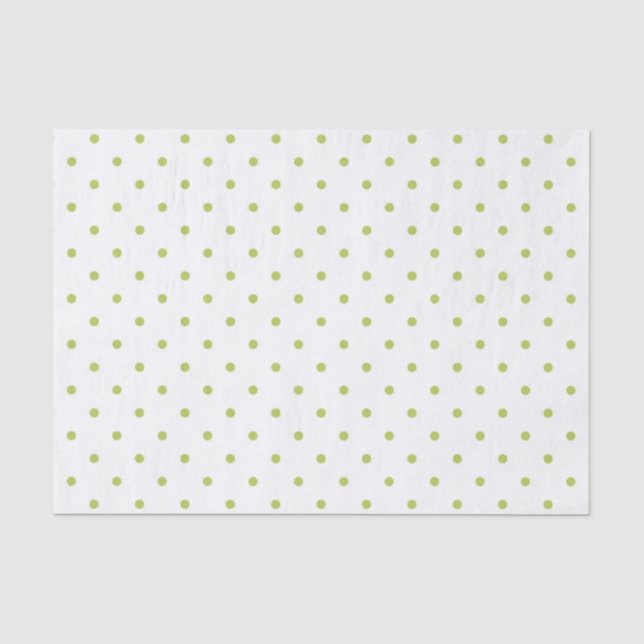WHITE WITH PALE LIME GREEN POLKA DOTS TISSUE PAPER (Front)