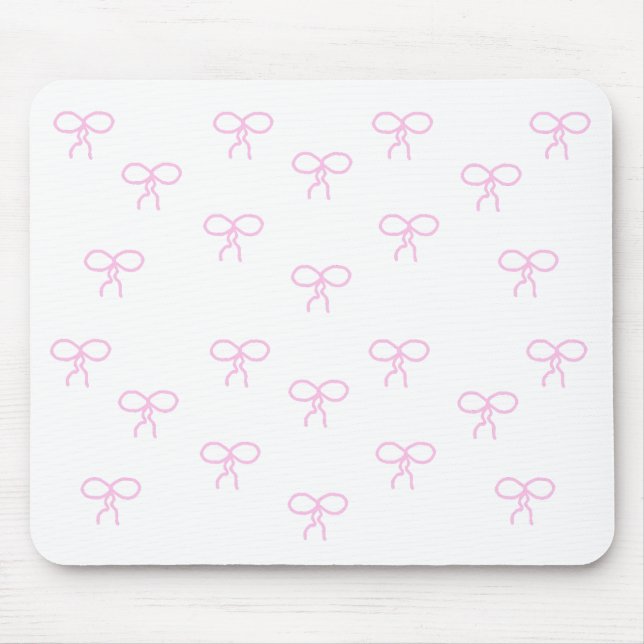 White With Pink Bows Mouse Pad (Front)