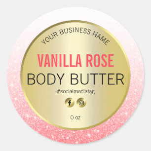White With Pink Glitter Product Labels
