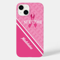 White with Pink Ribbon Cancer Survivor