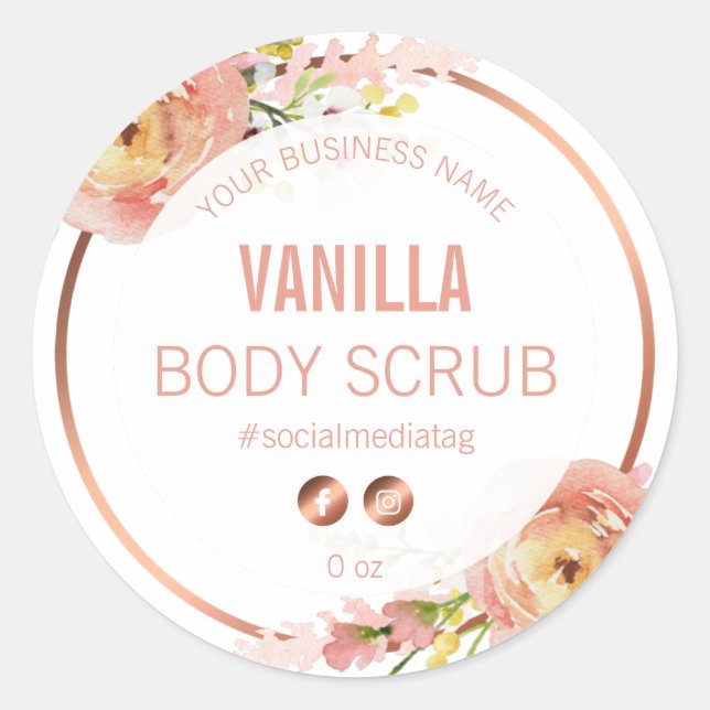 White With Pink Spring Flowers Product Labels (Front)