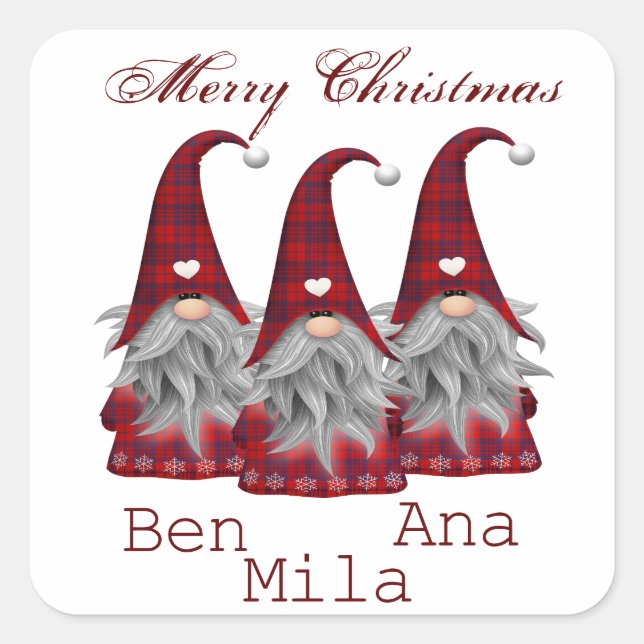 White  with red gnome  square sticker (Front)