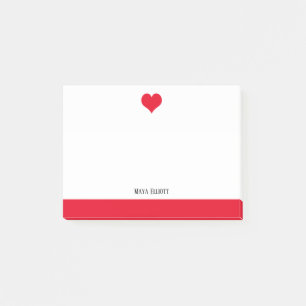 White with Red Heart & Border & Name Post-it Notes
