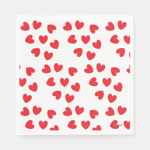 White with Red Hearts Paper Napkin  - HAMbyWG