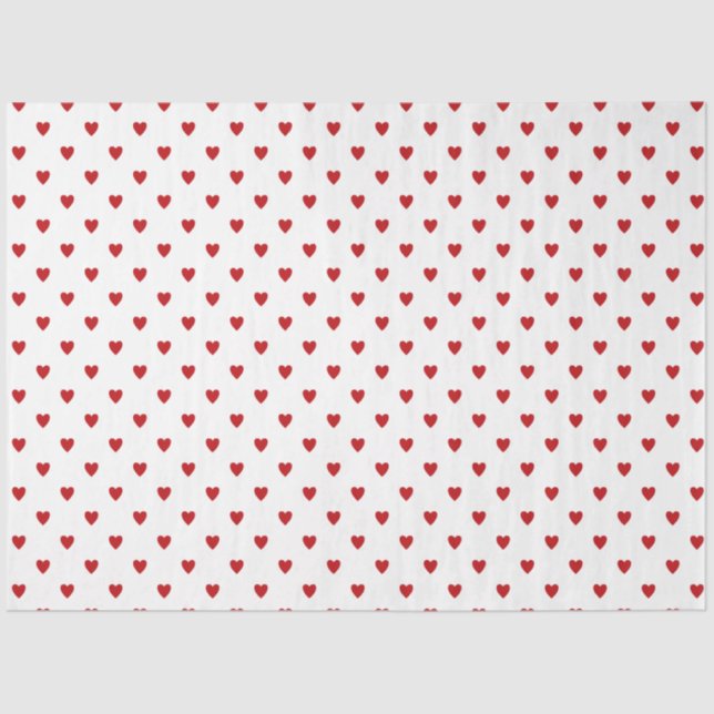 White with Red Hearts Tissue Paper (Front)