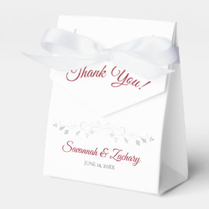 White with Red Simple Elegant Wedding Thank You Favor Box