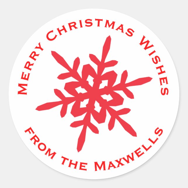 White with Red Snowflake Envelope Closure Sticker (Front)