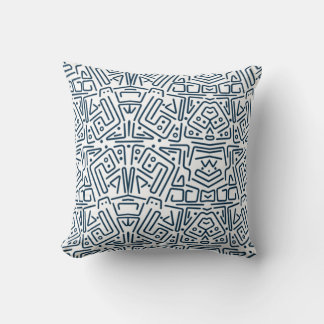 white with rounded blue lines throw pillow