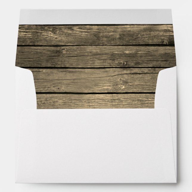 White with Rustic Barn Wood Lined Envelope (Back (Bottom))