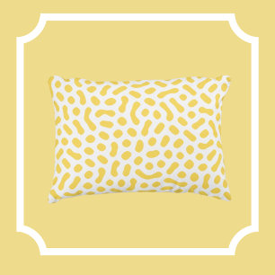 White with Yellow Jelly Bean like shapes Accent Pillow
