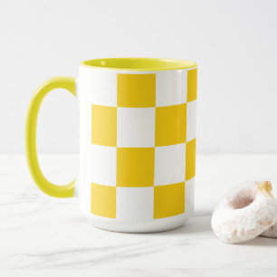 White with Yellow Square Pattern 15 oz Combo Mug