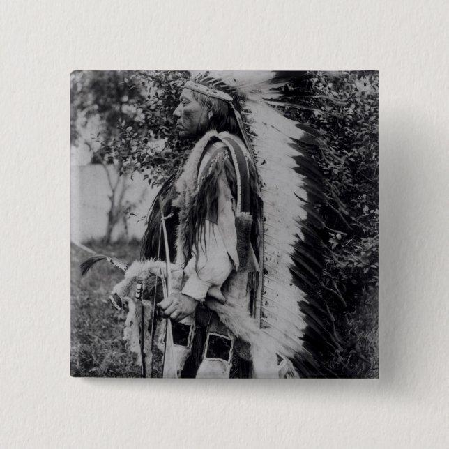 White Wolf, a Comanche Chief, c.1891-98 2 Inch Square Button (Front)