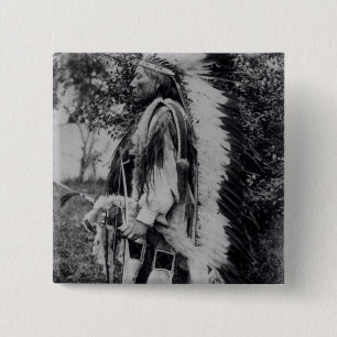 White Wolf, a Comanche Chief, c.1891-98 2 Inch Square Button