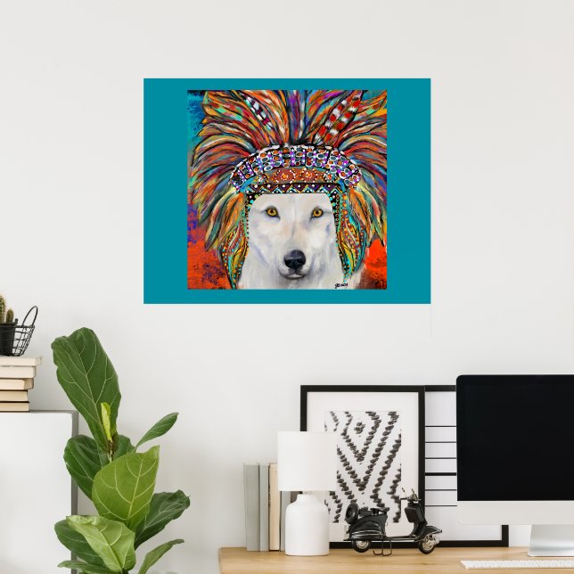 White Wolf Art Poster (Home Office)
