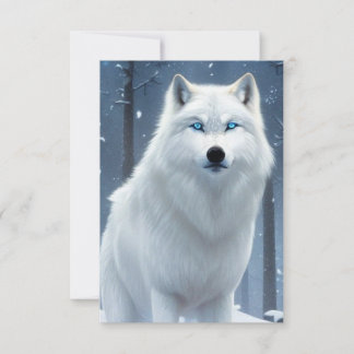 White Wolf Blue Eyes Original Fantasy Art Thank You Card