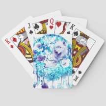White Wolf Dreamcatcher Purple Blue Floral