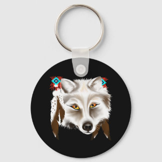White Wolf Face Keychain