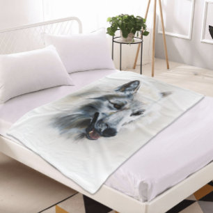 White Wolf Fleece Blanket